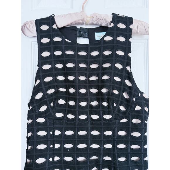 Tracy Reese NY Black Sleeveless Sheath Dress 6 Overlay Cutout Cocktail Old Money - Picture 4 of 10